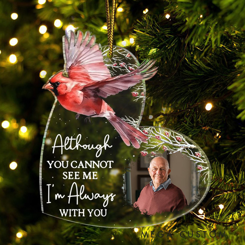 Personalized Photo Memorial Ornament Flying Bird Although You Cannot See Me Custom Acrylic Ornament