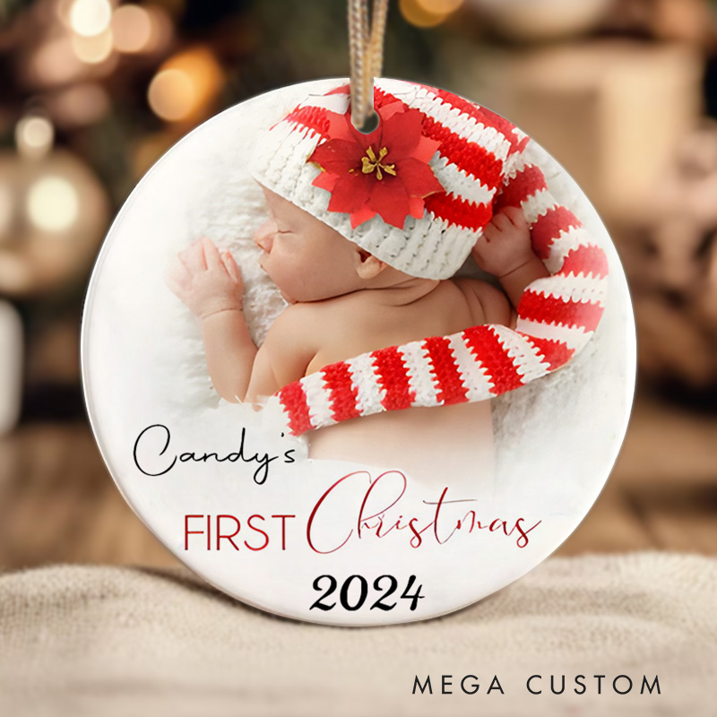 Personalized Baby's First Christmas Ornament Highlighting Adorable Newborn Memories Christmas Ornament
