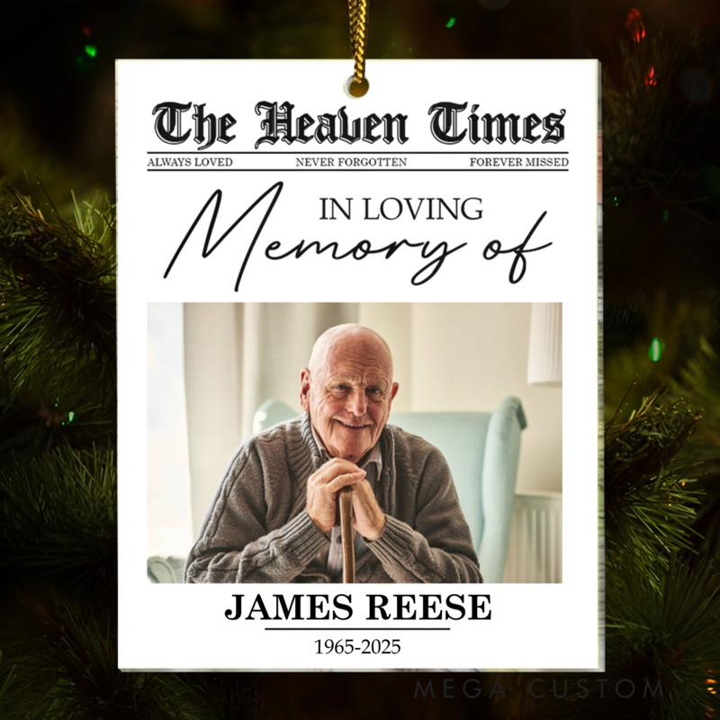 Personalized Memorial Photo Ornament The Heaven Times Ornament Custom Shaped Acrylic Ornament Christmas Keepsake