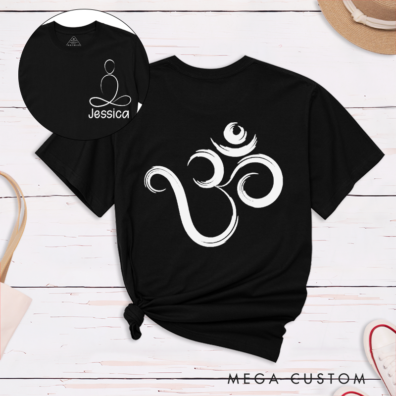 Personalized Om Symbol T-Shirt with Line Meditation Pattern Design Perfect Gift for Yoga Lover and Meditation