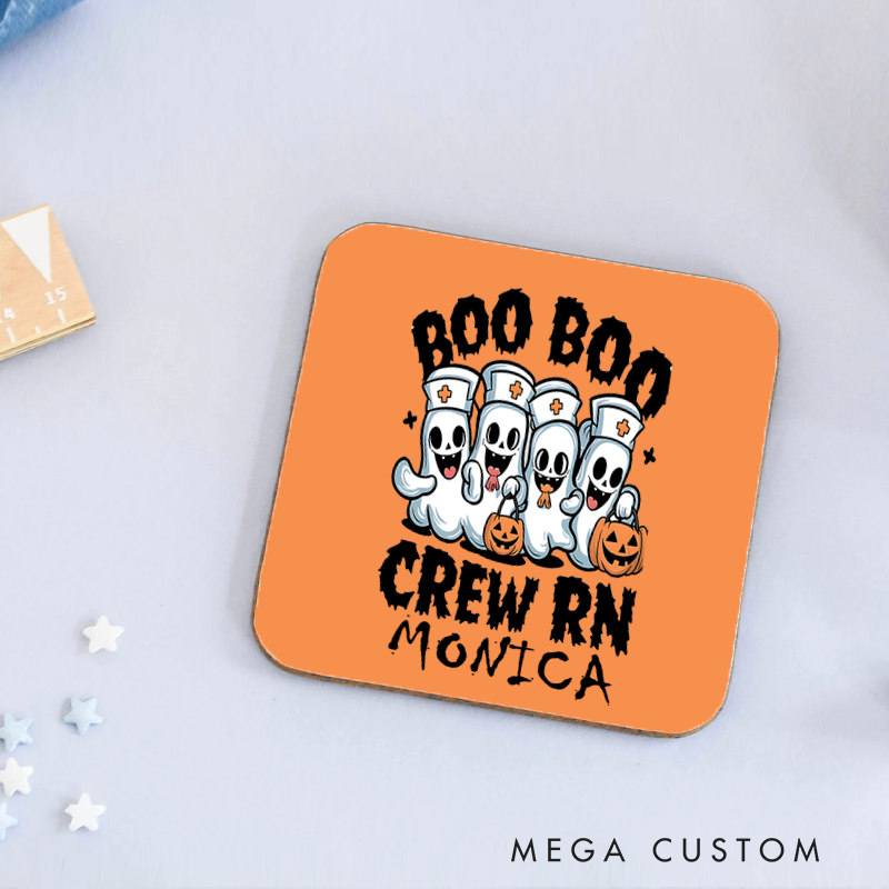 Personalized Coasters for Nurse Customized Boo Boo Crew RN Design Coasters Nurse Gift