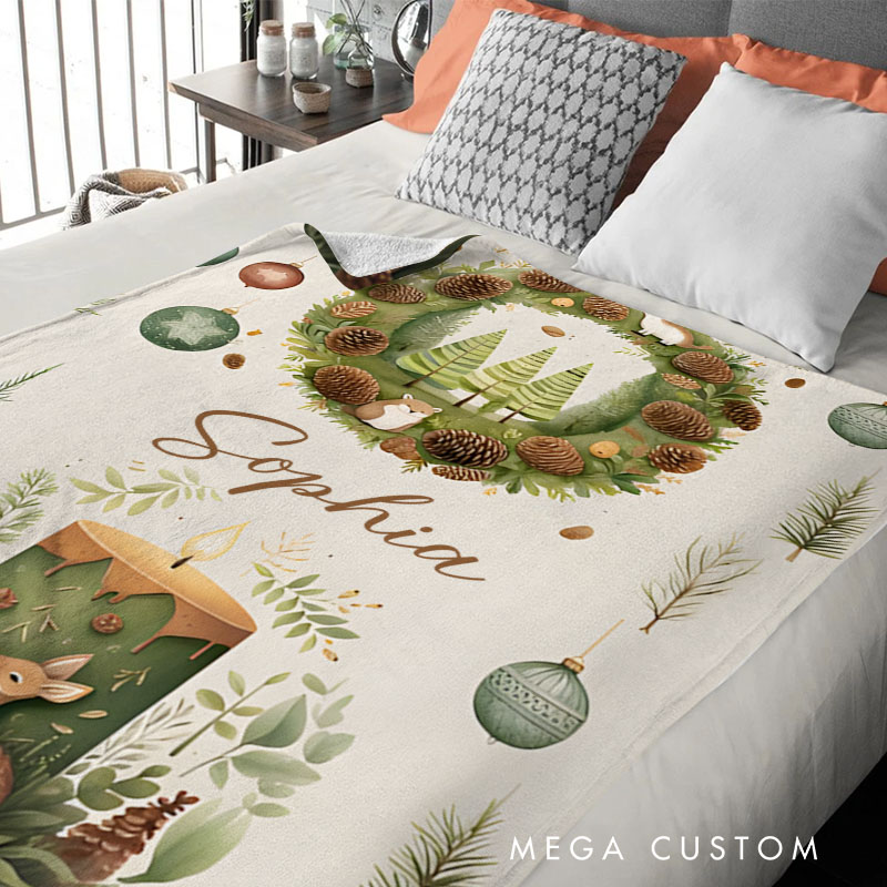 Personalized Christmas Whimsical Baby 1st Christmas Blanket