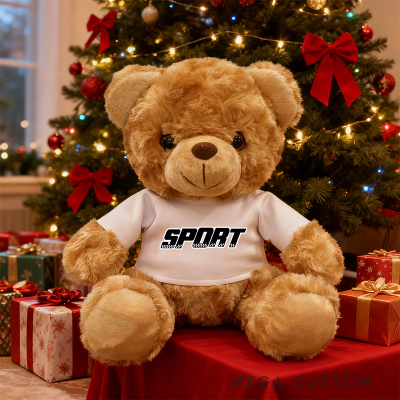 Personalized Brown Bear Plush Toy Custom Text Racing Holiday Gift