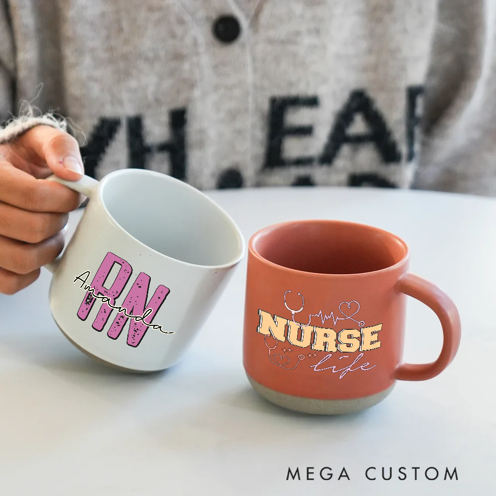 Personalized Nurse Two-Tone Ceramic Mug Gift Custom Name and Nurse Life Design Mugs Gift