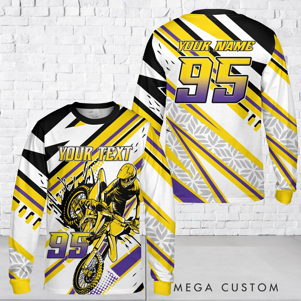 Personalized Motocross Racing Jersey Custom Mesh Knit Off-Road Shirt with Rider Graphics