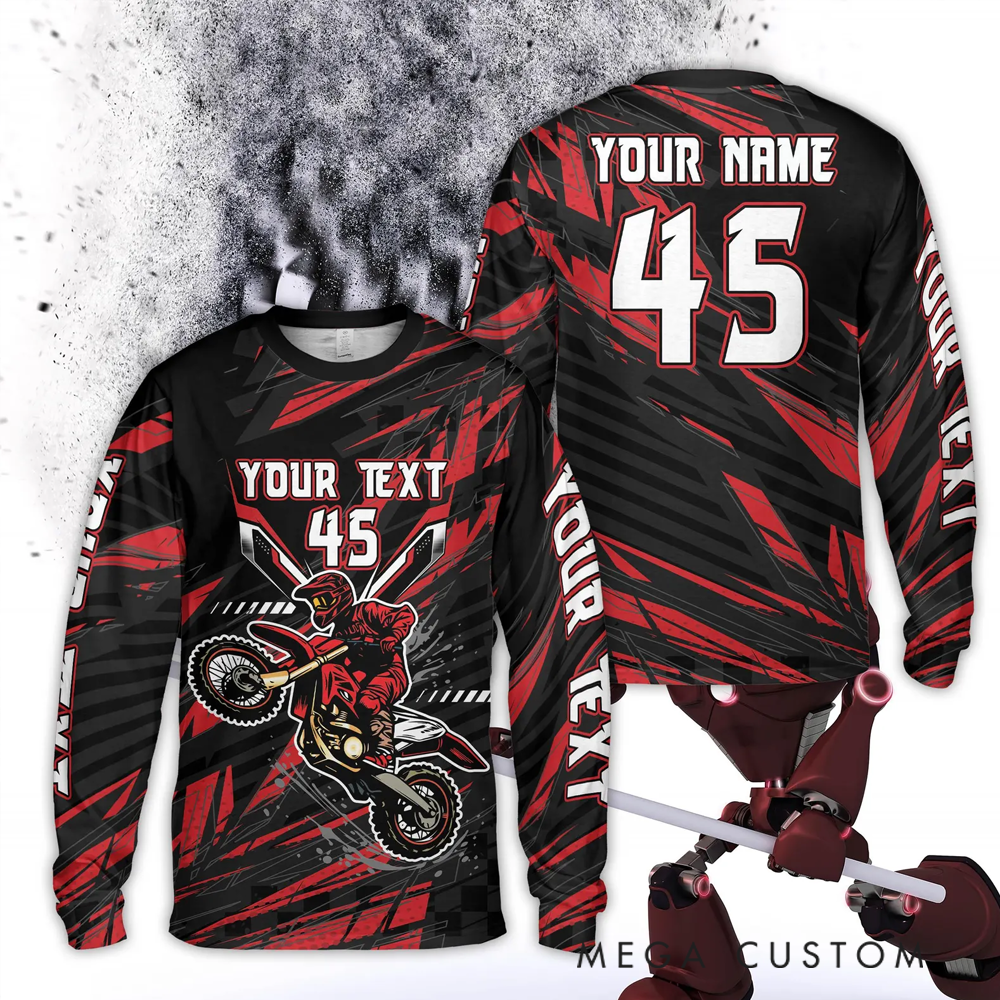 Personalized Motocross Racing Jersey Custom Mesh Knit Off-Road Shirt with Dynamic Rider Design