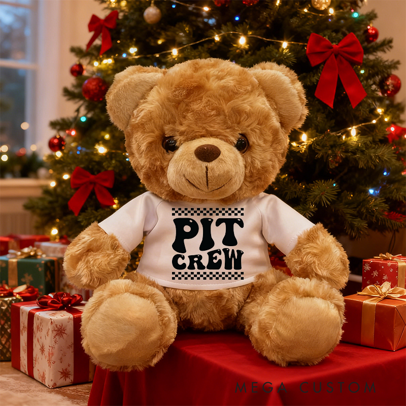 Personalized Pit Crew Brown Bear Plush Toy Custom Racing Christmas Gift