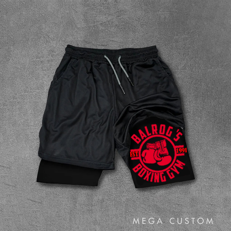 Personalized Performance Training Shorts with Boxing Glove Graphic Built in Compression Layer for Fitness Enthusiasts Bodybuilders and Gym Lovers