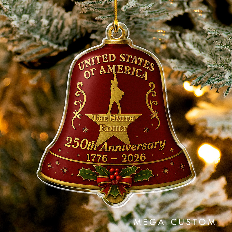 Personalized 2D Musical Inspired 250 years of America Christmas Ornament Acrylic Family Ornament Movie Christmas Gift Film Xmas Gift Christmas Decor