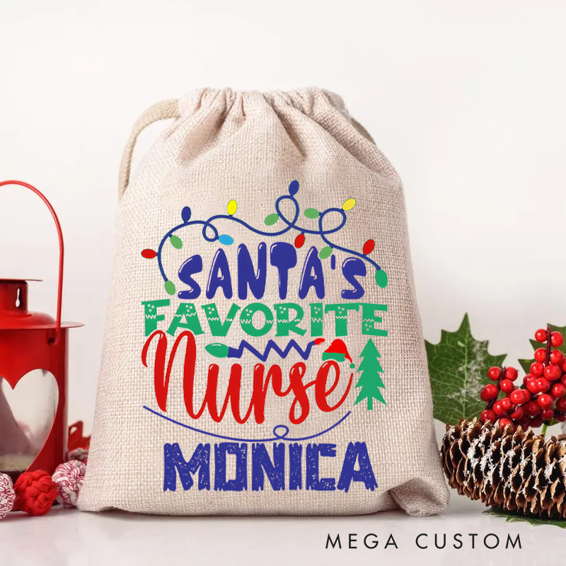 Personalised Christmas Santa Sack for Nurse Santa's Favorite Nurse Design Sack Christmas Gift