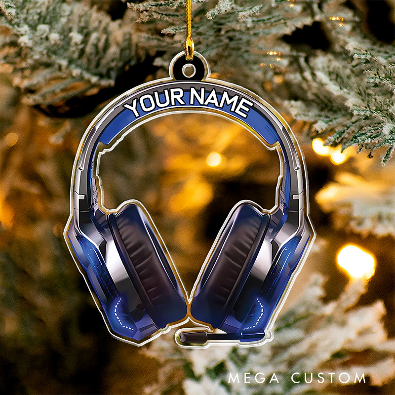 Personalized 2D Head Phones Light Christmas Ornament 2025 Acrylic Ornament Gamer Christmas Gift Video Game Xmas Gift Geek Christmas Decor