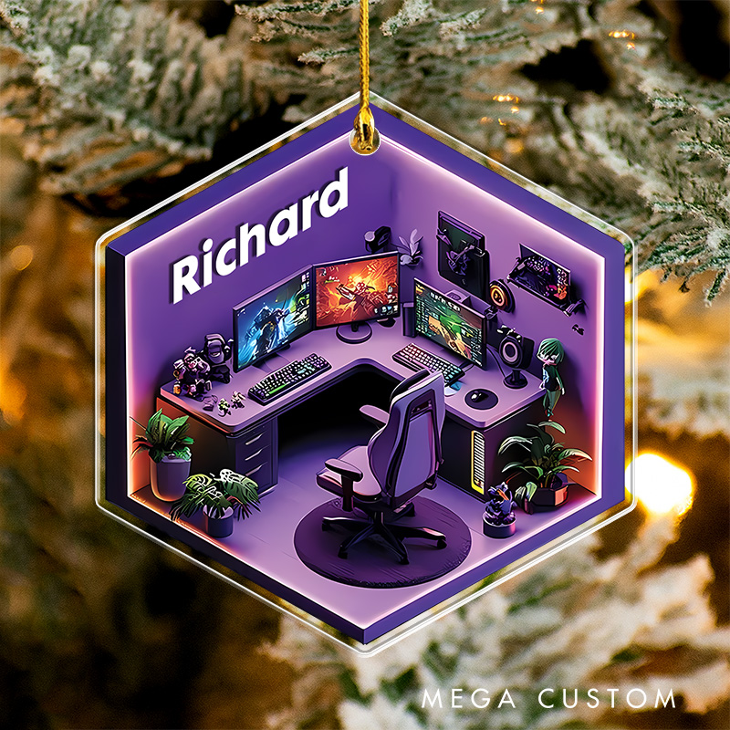 Personalized 2D Gaming Room Christmas Ornament 2025 Acrylic Ornament Gamer Christmas Gift Video Game Xmas Gift Geek Christmas Decor