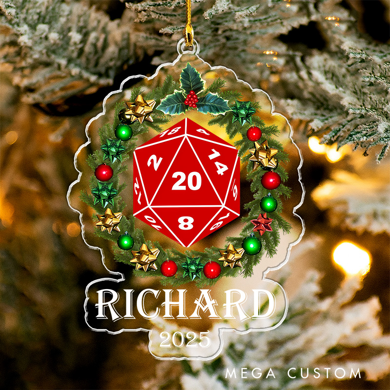 Personalized DND Christmas Ornament 2025 Acrylic Ornament Gamer Christmas Gift Video Game Xmas Gift Geek Christmas Decor