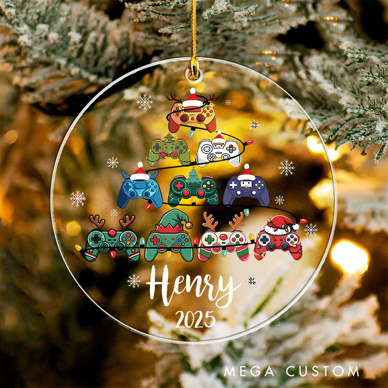 Personalized Gamer Christmas Ornament 2025 Acrylic Ornament Gamer Christmas Gift Video Game Xmas Gift Geek Christmas Decor