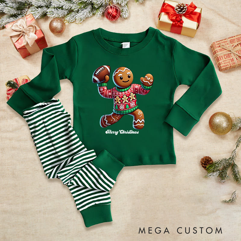 [Copy]Personalized American Football Love Design Christmas Children's Pajamas with Custom Text