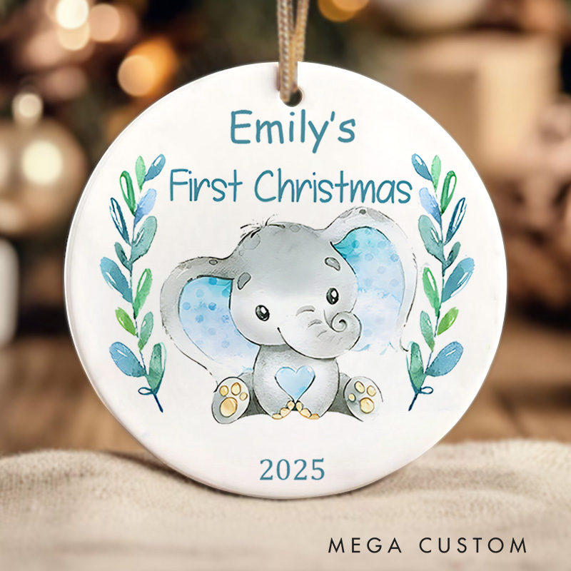 Personalized Polar Bear First Christmas Ornament Featuring Adorable Winter Scene Christmas Ornament