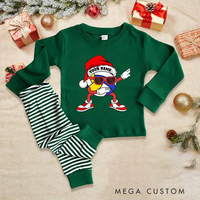 Personalized Volleyball Christmas Children's Pajamas with Custom Name