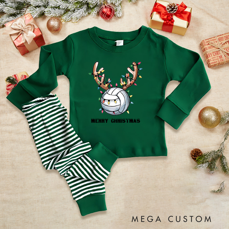 [Copy]Personalized Dabbing Volleyball Christmas Children's Pajamas with Custom Name