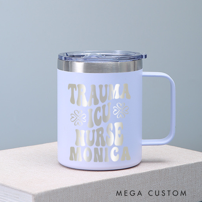 Personalized Laser Engraved Coffee Mug Custom Trauma ICU Nurse Design Coffee Mugs Insulated Stainless Steel Mugs