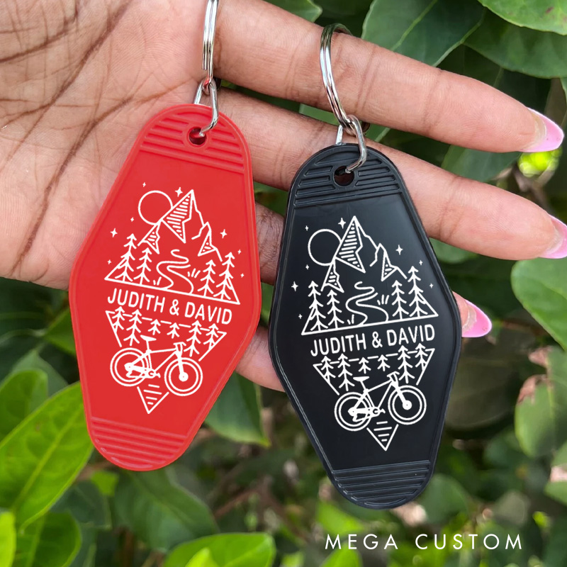 Personalized Outdoor Mountain Adventure Couple Keychain Nature Lovers Keychain Gift for Hiking