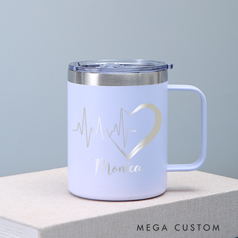 Personalized Laser Engraved Coffee Mug Custom Heartbeat Design Coffee Mugs Insulated Stainless Steel Mugs