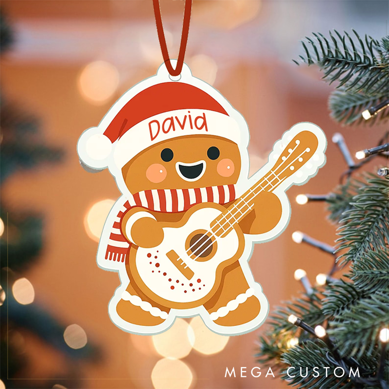 Personalized Guitar Player Ornament Custom Name Guitar Ornament Guitar Keepsake Guitar Christmas Ornament Gift