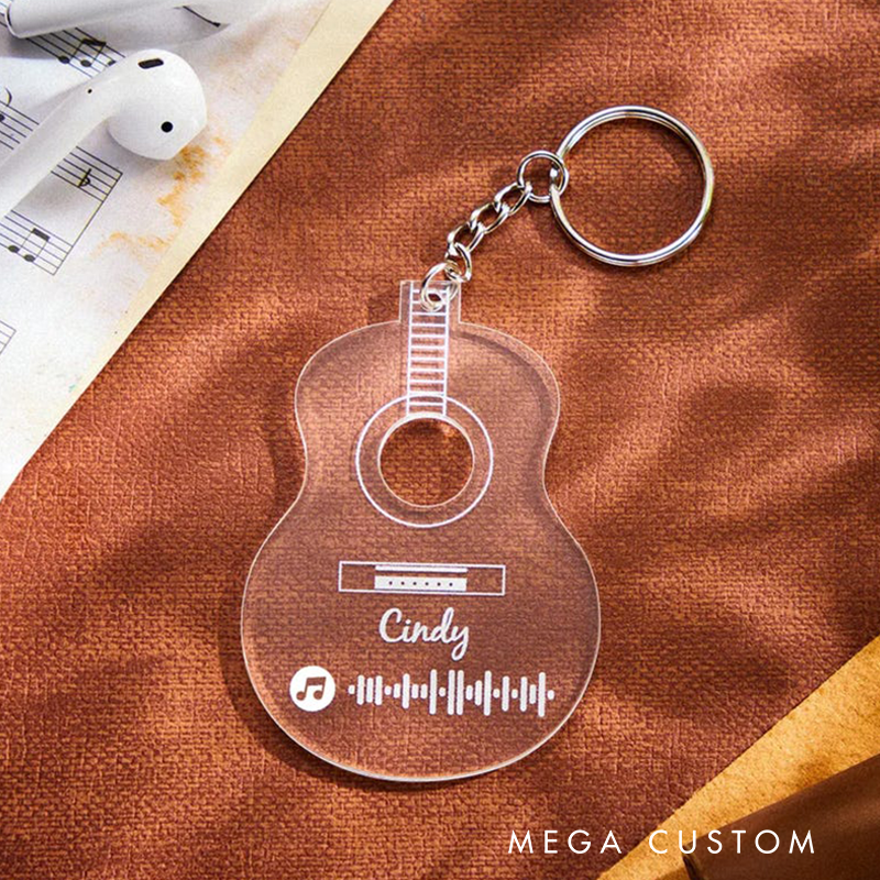 Personalized Guitar Acrylic Drive Safe Song Keychain Album Guitar Pick Keychain Guitar Pick Music Keychain