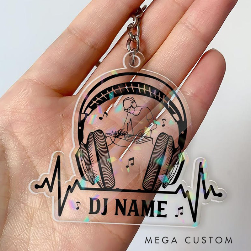 Personalized DJ Car Ornament Custom Acrylic DJ Rearview Mirror Decor Headphones Turntable Music Gift Custom DJ Gift