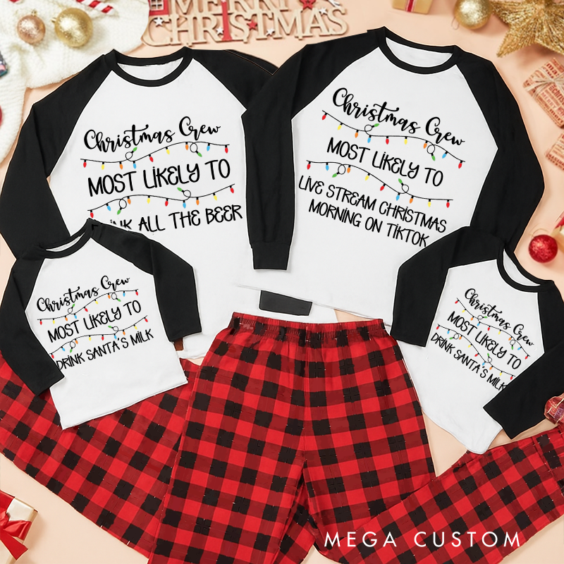 Personalized Family Matching Crew Most Likely to Christmas Pajama Sets Custom Family Christmas Pajama Sets and Gift