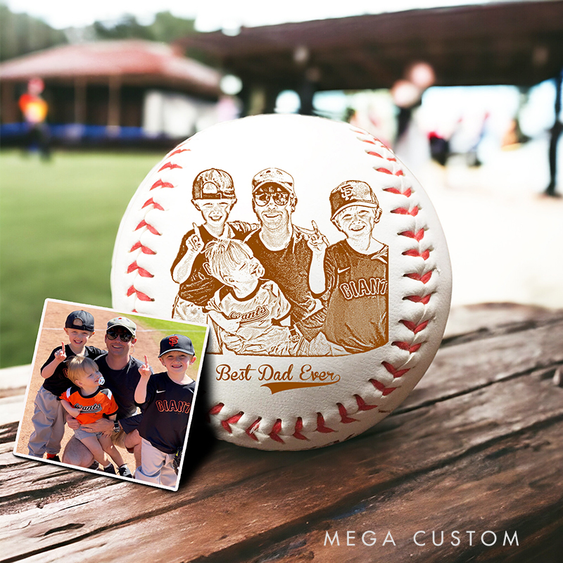 Personalized Engraved Baseball with Custom Photo and Text  