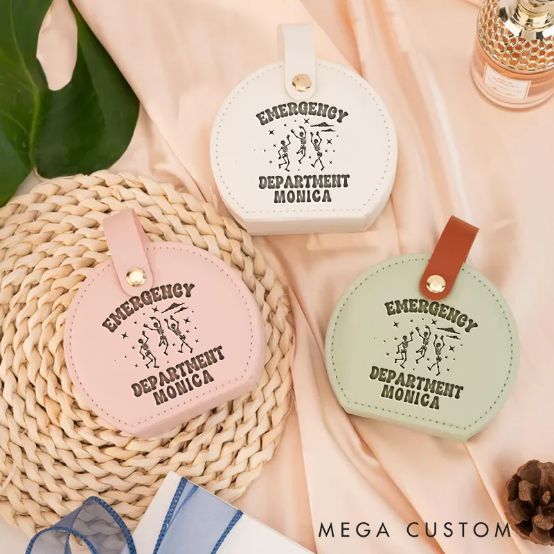 Personalized Leather Jewelry Box Engraved Emergency Department Design Nurse Jewelry Travel Case Custom Jewelry Organizer Gift