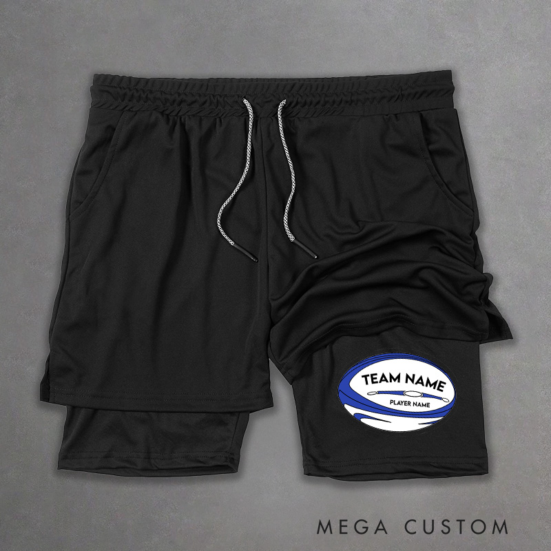 Personalized Rugby 2-in-1 Hybrid Sport Shorts with Custom Name Design