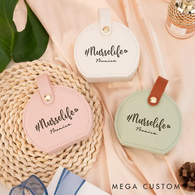 Personalized Leather Jewelry Box Engraved Nurse Life Design Nurse Jewelry Travel Case Custom Jewelry Organizer Gift