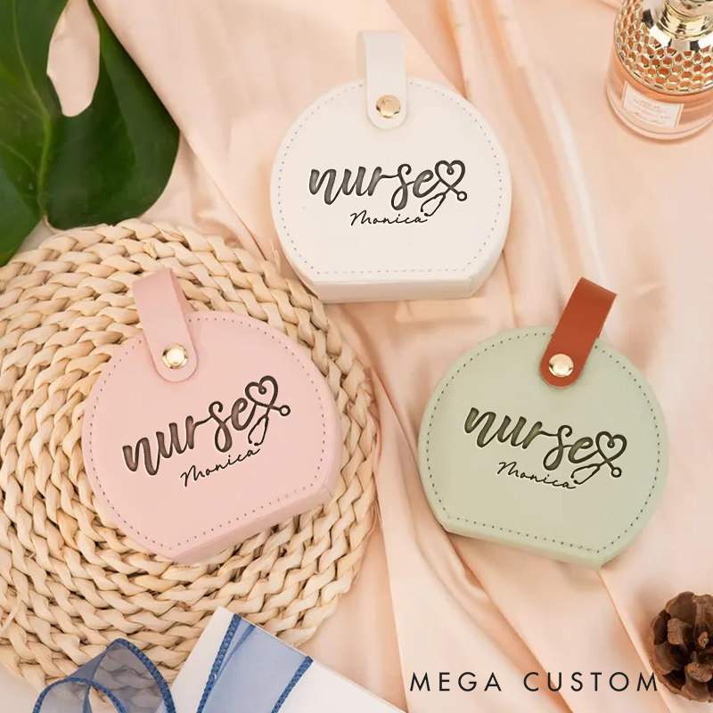 Personalized Leather Jewelry Box Engraved Nurse with Heart Stethoscope Design Nurse Jewelry Travel Case Custom Jewelry Organizer Gift
