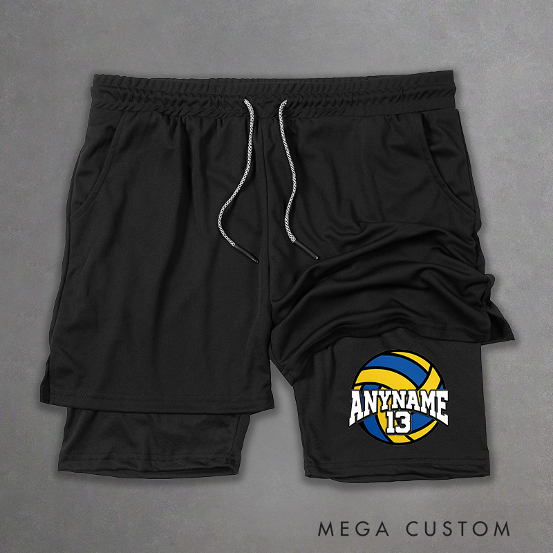 Personalized Volleyball 2-in-1 Hybrid Sport Shorts with Custom Anyname and Number