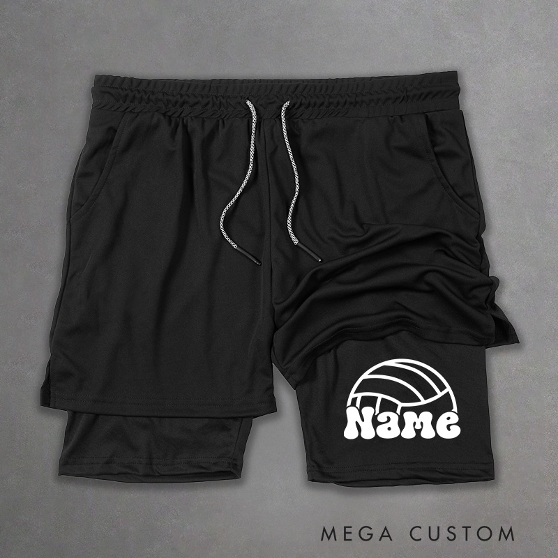 Personalized Volleyball 2-in-1 Hybrid Sport Shorts with Custom Sport Player Name for Sport Fan Gifts 