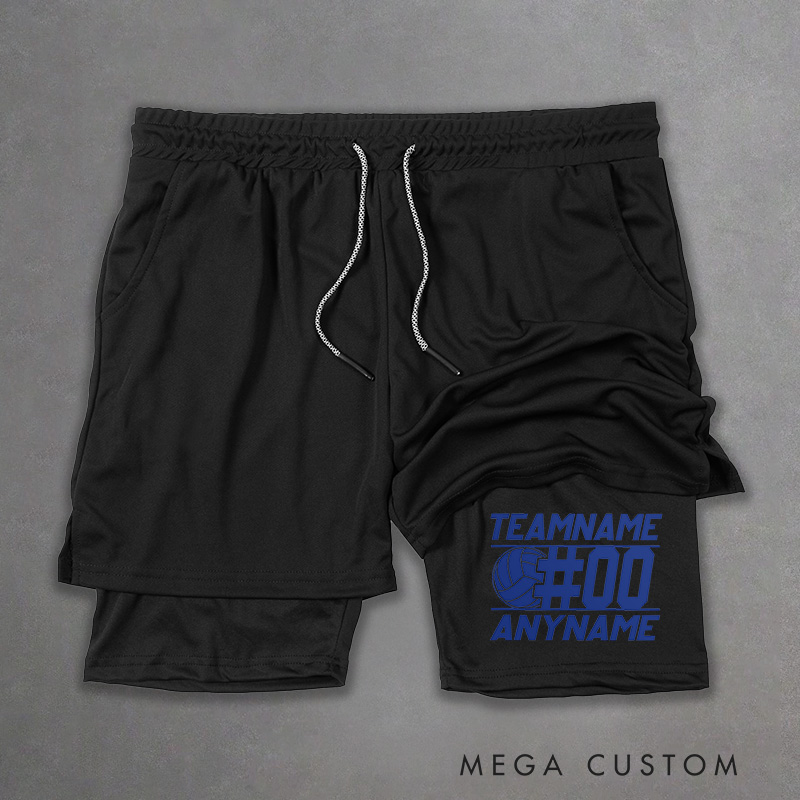 Personalized Volleyball 2-in-1 Hybrid Sport Shorts with Custom Team Name and Number for Athletes and Fans