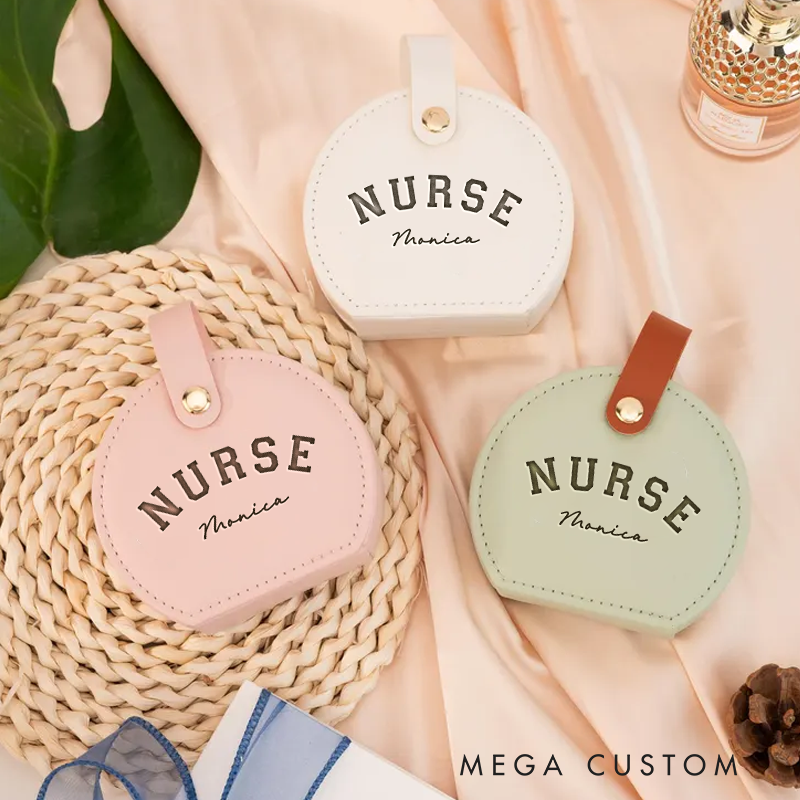 Personalized Leather Jewelry Box Engraved Classic Nurse Design Jewelry Travel Case Custom Jewelry Organizer Gift