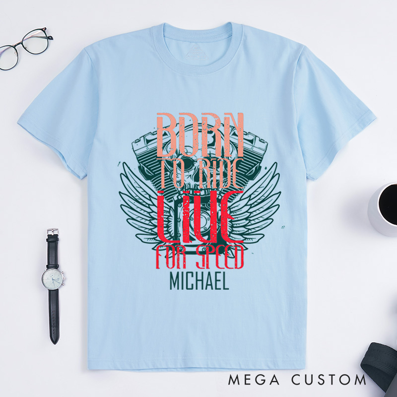 Personalized Policeman T-Shirts Born to Ride Live for Speed Fashion Design T-Shirts