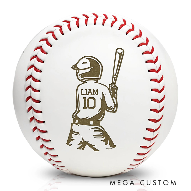 Personalized Baseball with Custom Player Silhouette and Name  