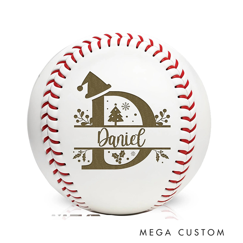 Personalized Christmas Baseball with Custom Name and Festive Design  