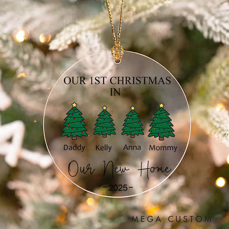 Personalized Our 1st Christmas in Our New Home Ornament 2025 Family Names and Christmas Tree Design Custom Keepsake Housewarming Holiday Decoration Gift