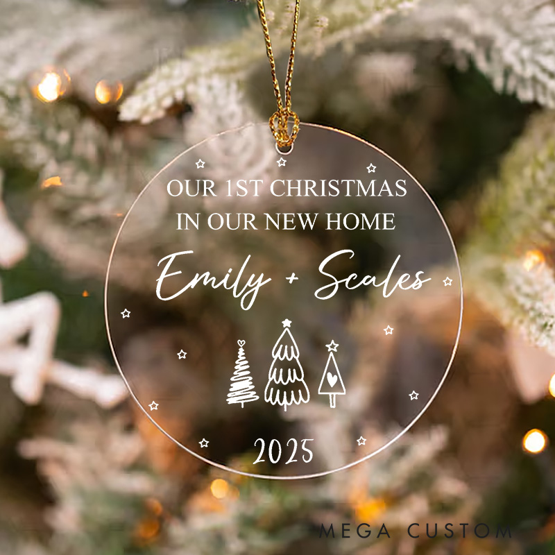Personalized Our 1st Christmas in Our New Home Ornament 2025 Custom Names and Christmas Tree Design Couple Keepsake Housewarming Holiday Decoration