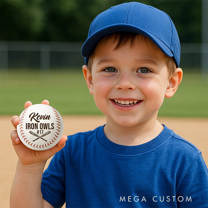 Personalized Custom Baseball for Players with Team Logo and Jersey Number  