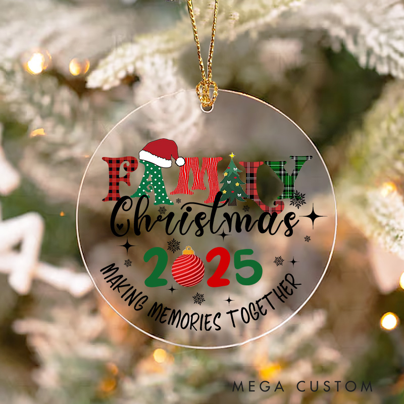 Personalized Family Christmas 2025 Ornament Making Memories Together Plaid and Tree Design Custom Keepsake First Christmas in Our New Home Gift