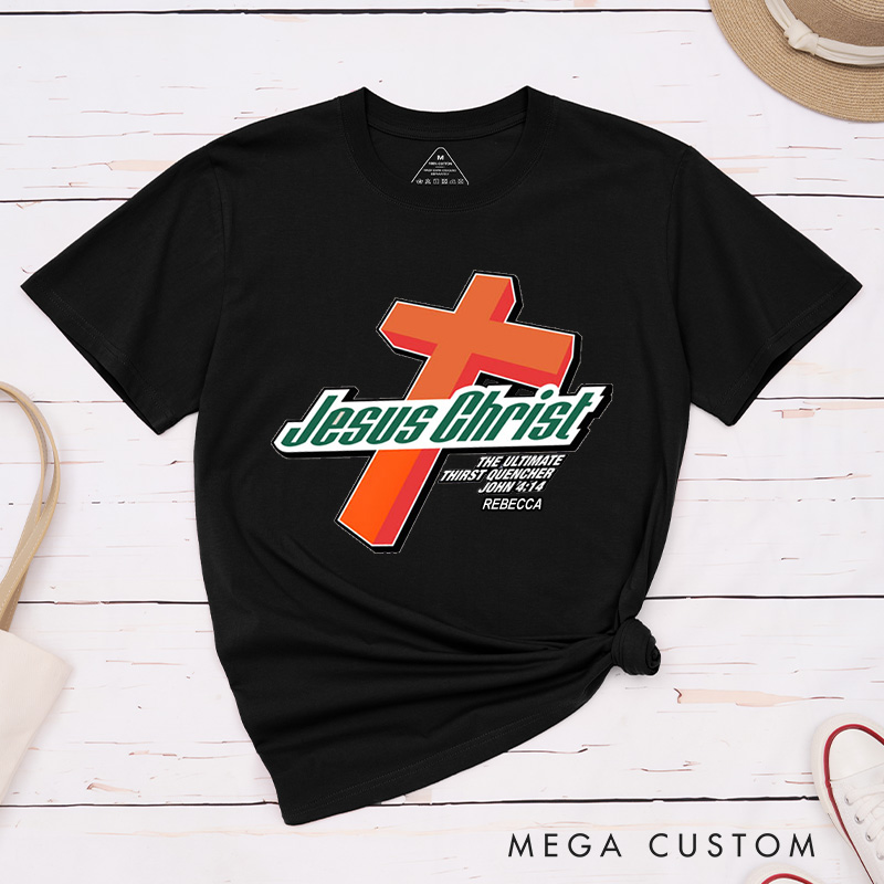 Personalized Jesus Christ Cotton T-Shirt with Name Christian Cross Unisex Classic T-Shirt Faith Shirt Gift Christian Apparel Gift for Jesus Lover