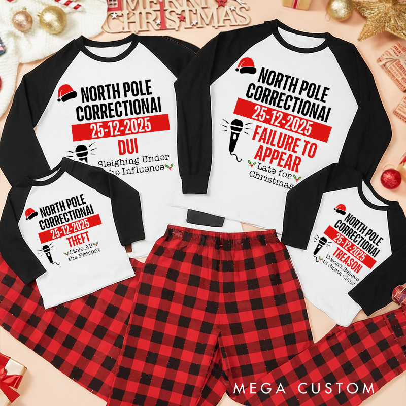Personalized Family Matching Christmas Pajama Sets North Pole Correctional Funny Group Christmas Pajama Sets Matching Family Pajama Sets