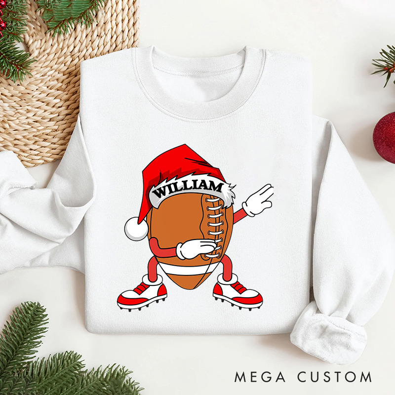 Personalized American Football Christmas Sweatshirt with Custom Number for Festive Style with a Fun Twist