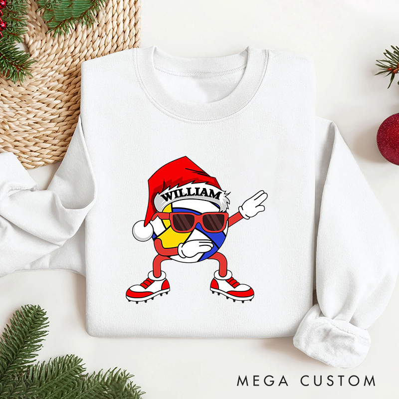 Personalized Dabbing Volleyball Christmas Sweatshirt with Custom Name