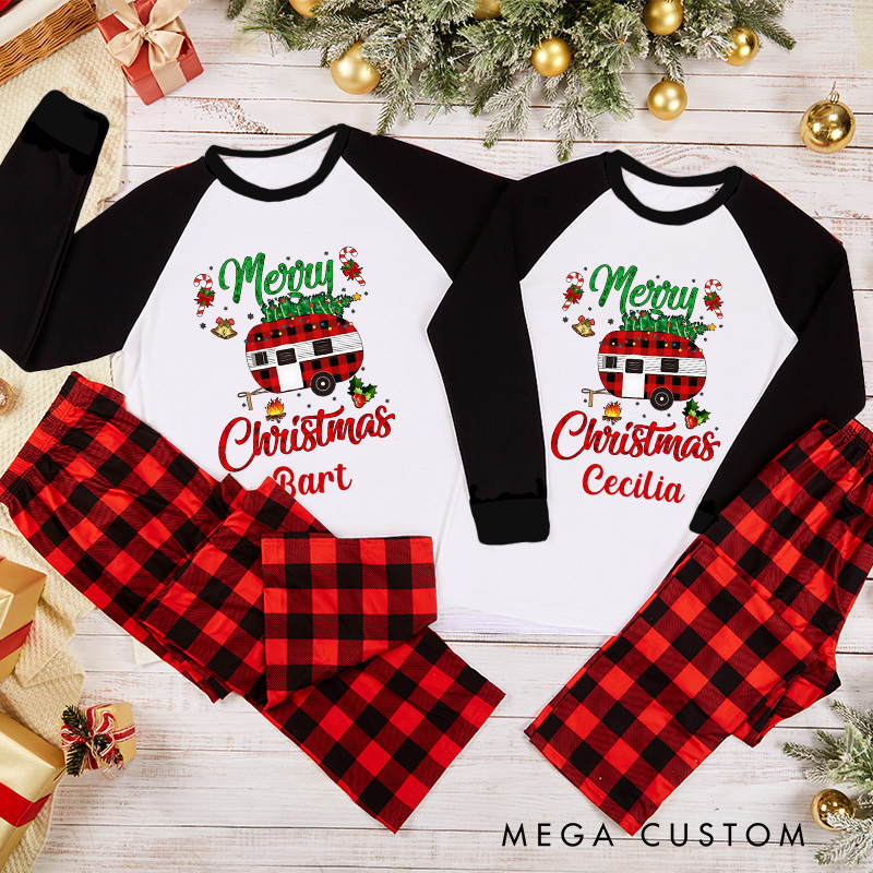 Personalized Christmas Camping Merry Campmas Family Matching Pajamas Christmas Tree Pajamas Christmas Gift for Hiking